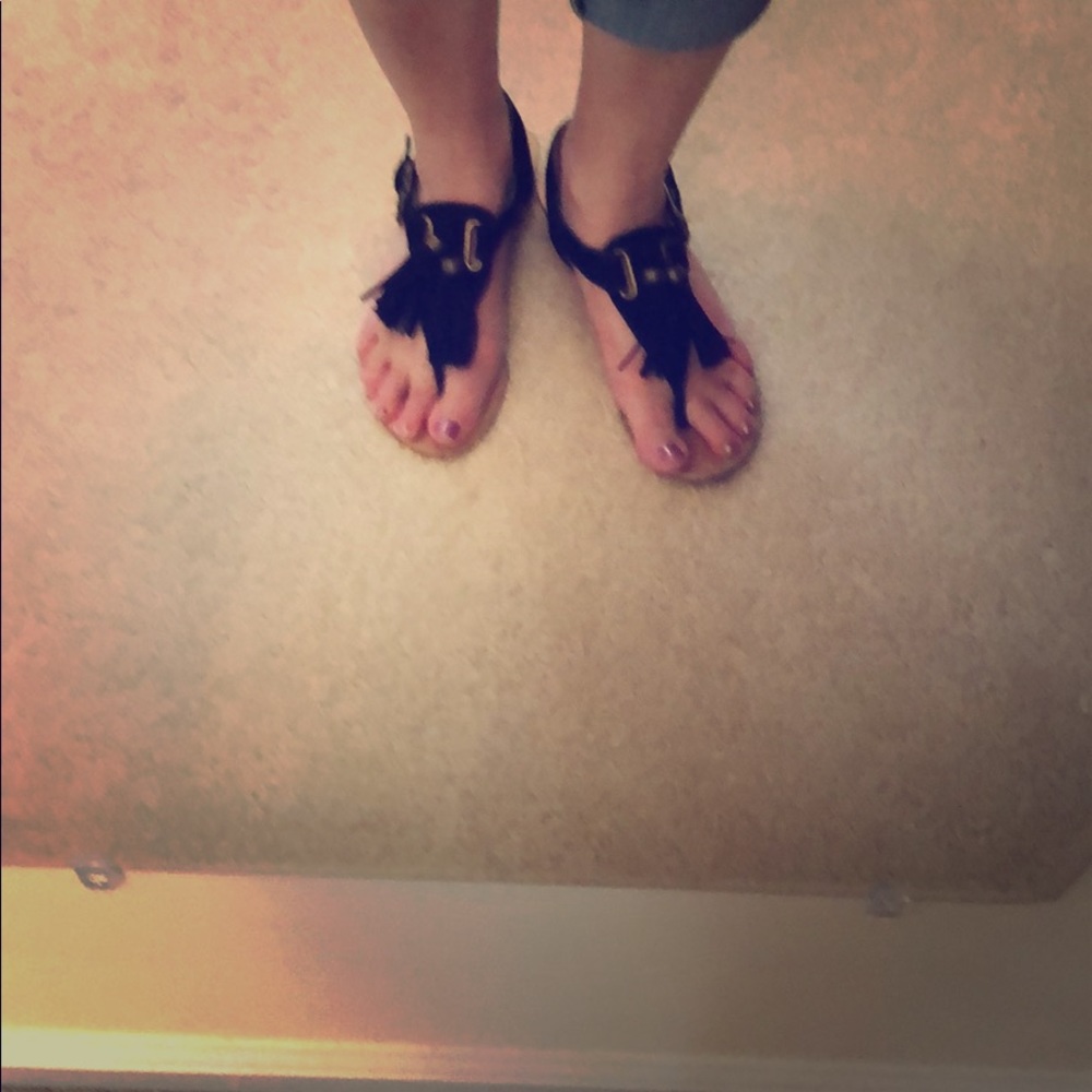 Black wedge sandals